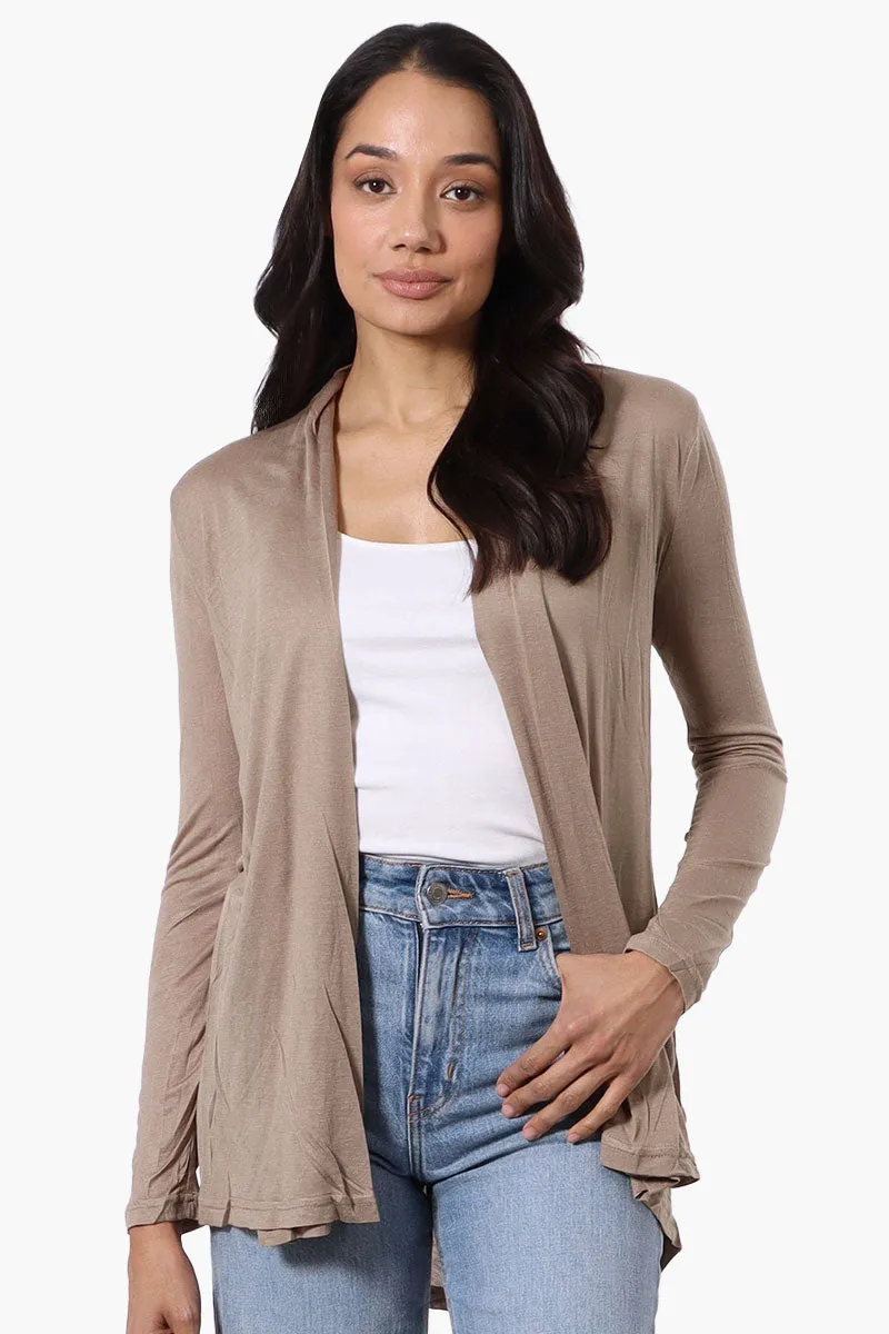 Magazine Long Sleeve Open Wrap Cardigan - Taupe sold by Fairweather