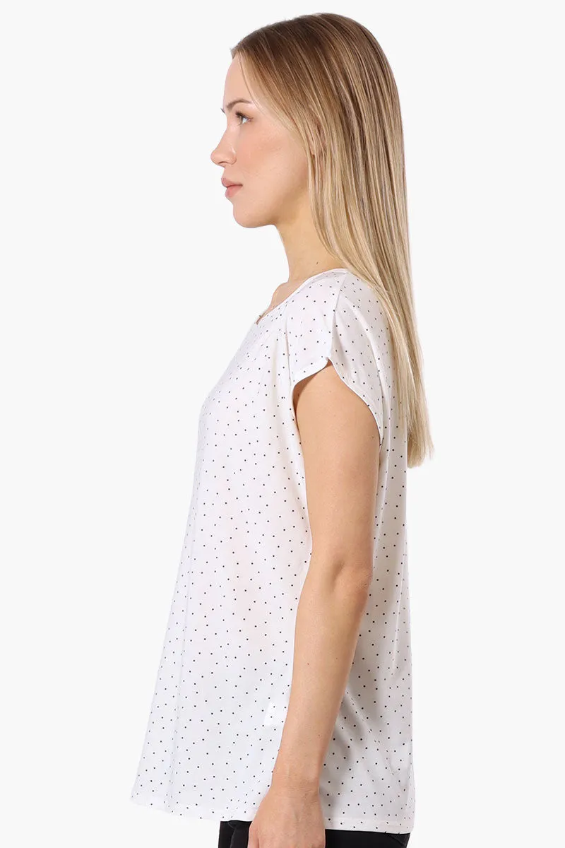 Impress Polka Dot Cap Sleeve Circle Neck Tee - White sold by Fairweather product image thumbnail 2
