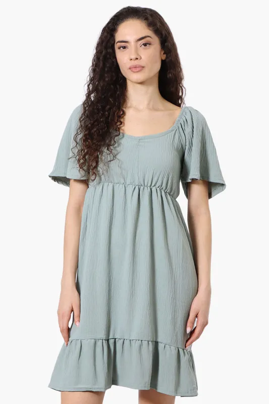 Urbanology Short Sleeve Smock Back Day Dress - Mint sold by Fairweather