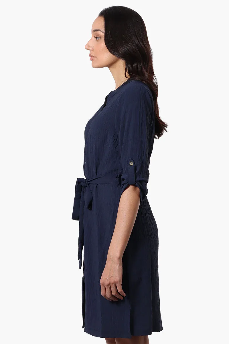 Urbanology Button Down Belted Day Dress - Navy sold by Fairweather product image thumbnail 2
