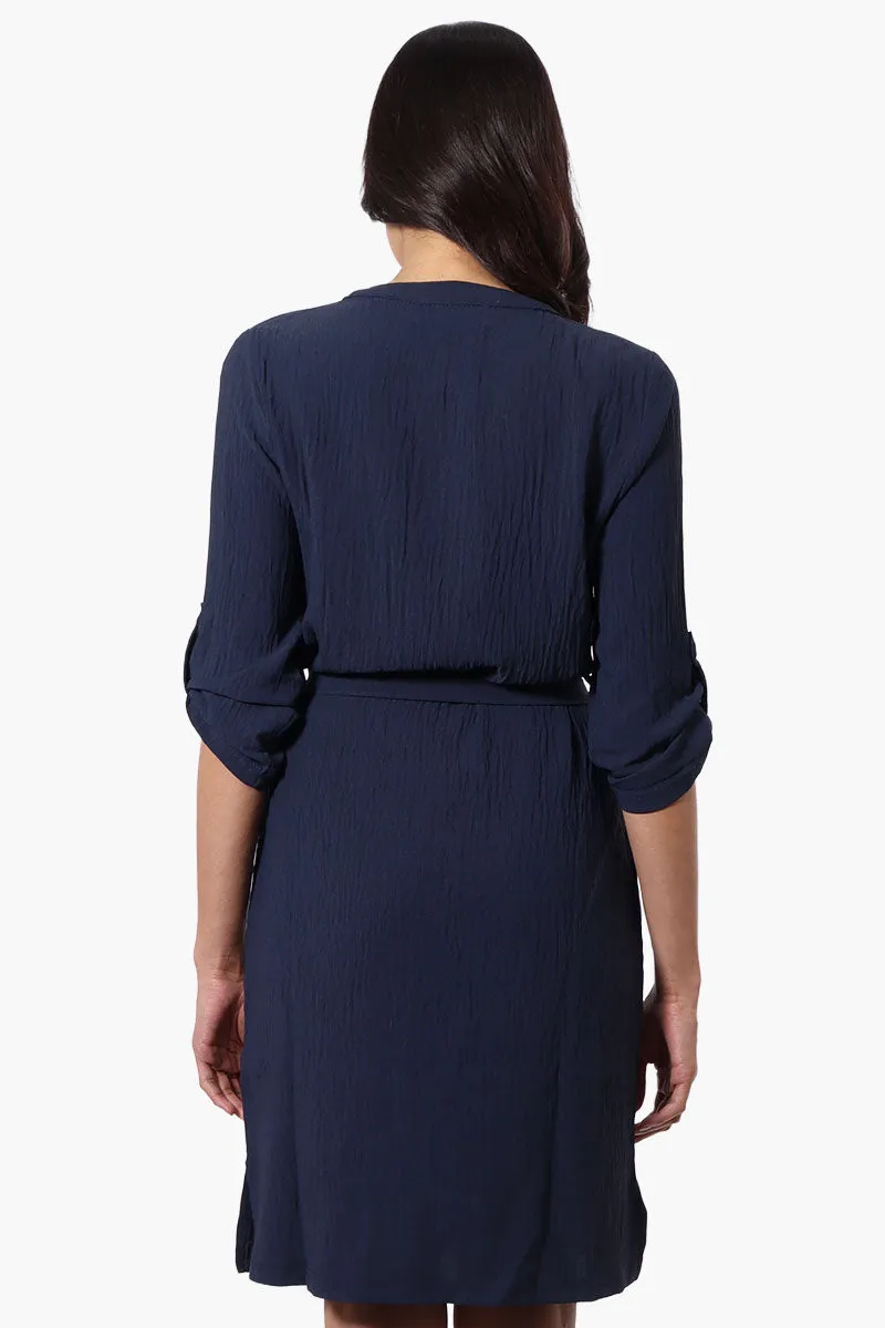 Urbanology Button Down Belted Day Dress - Navy sold by Fairweather product image thumbnail 3