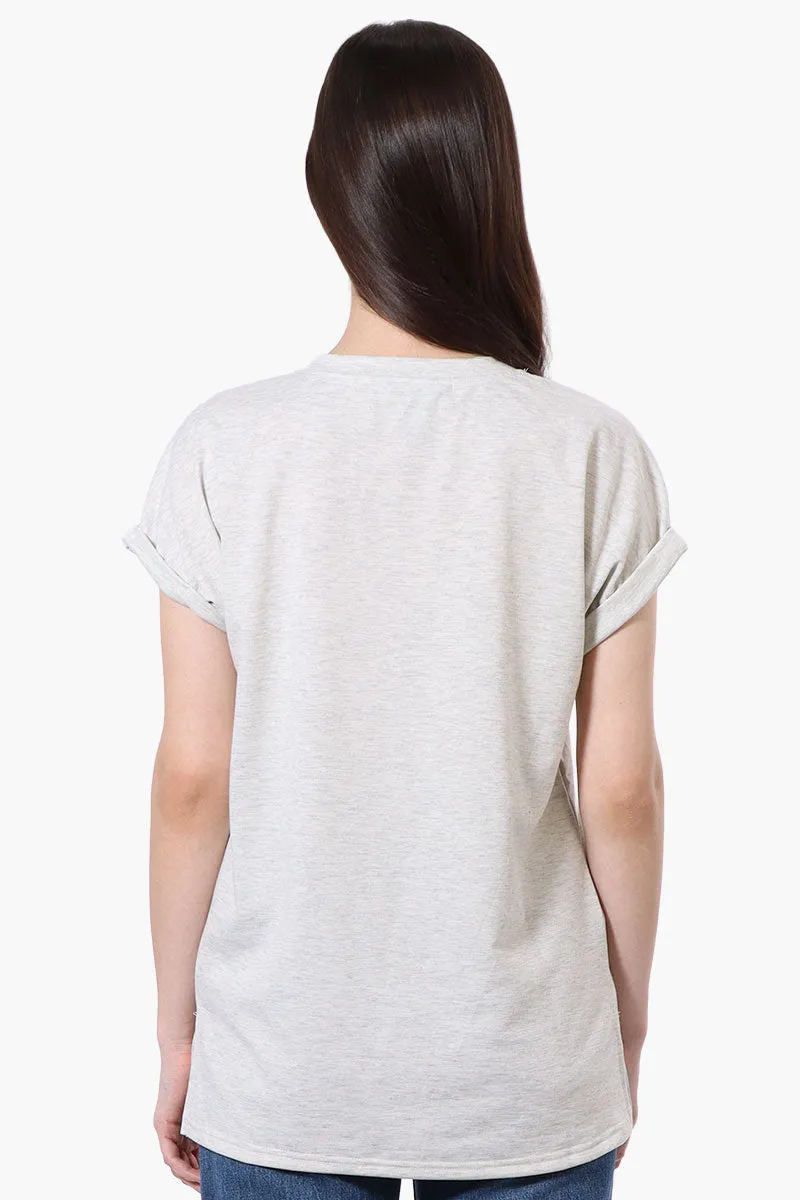 Sport Cuffed Sleeve V-Neck Tee - Grey sold by Fairweather product image thumbnail 3