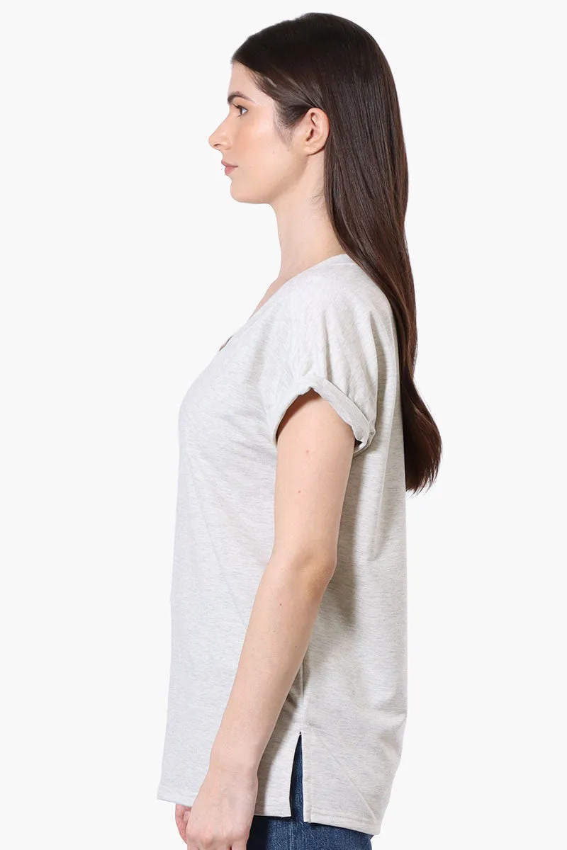 Sport Cuffed Sleeve V-Neck Tee - Grey sold by Fairweather product image thumbnail 2