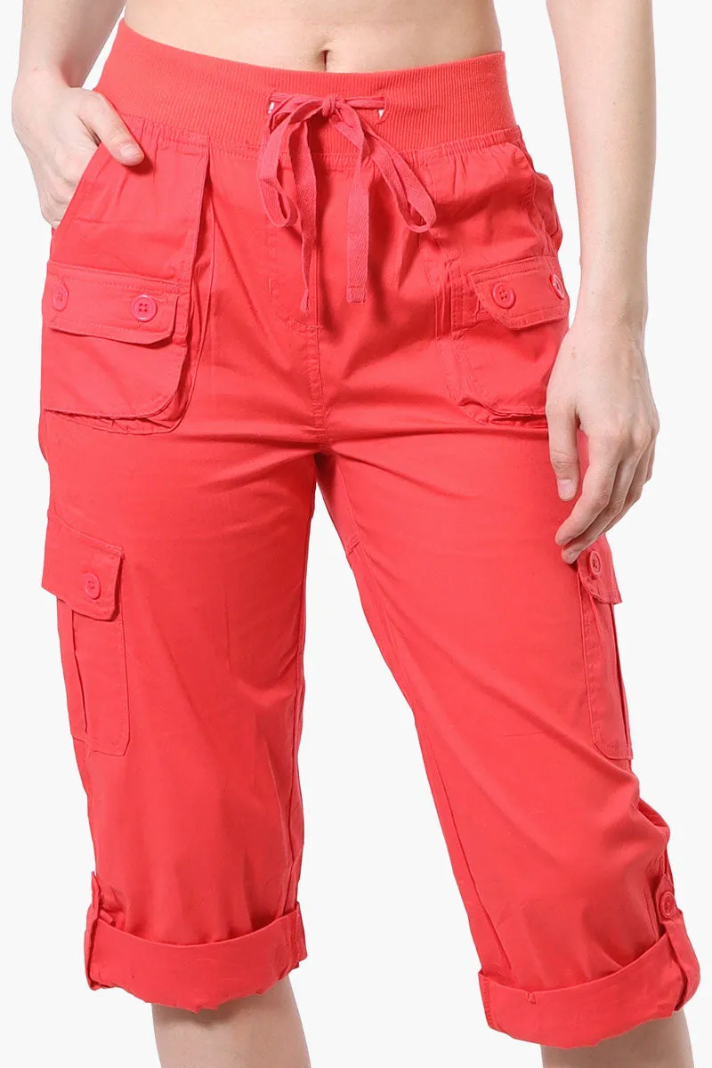 Canada Weather Gear Tie Waist Cargo Capris - Coral sold by Fairweather