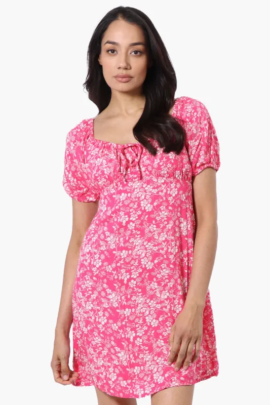 Beechers Brook Floral U Neck Short Sleeve Day Dress - Pink sold by Fairweather