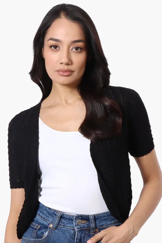 Impress Crochet Open Shrug Cardigan - Black sold by Fairweather