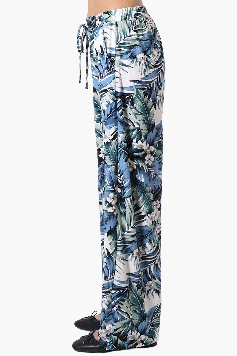International INC Company Leaf Print Tie Waist Palazzo Pants - Blue sold by Fairweather product image thumbnail 2