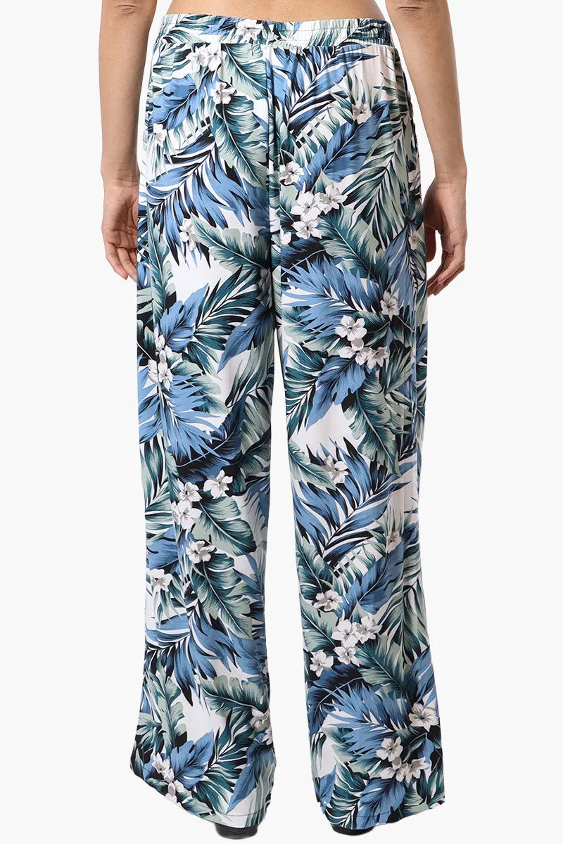 International INC Company Leaf Print Tie Waist Palazzo Pants - Blue sold by Fairweather product image thumbnail 3