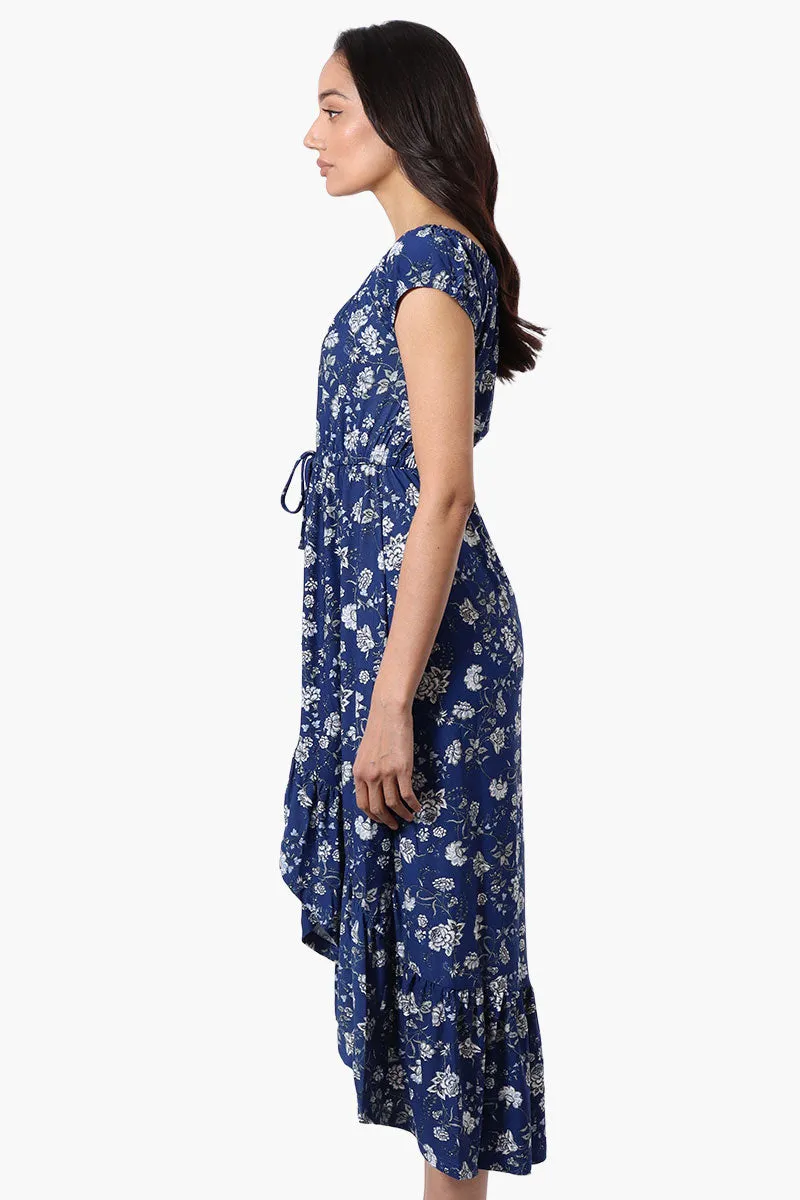 International INC Company Floral Ruffled Button Down Midi Dress - Navy sold by Fairweather product image thumbnail 2