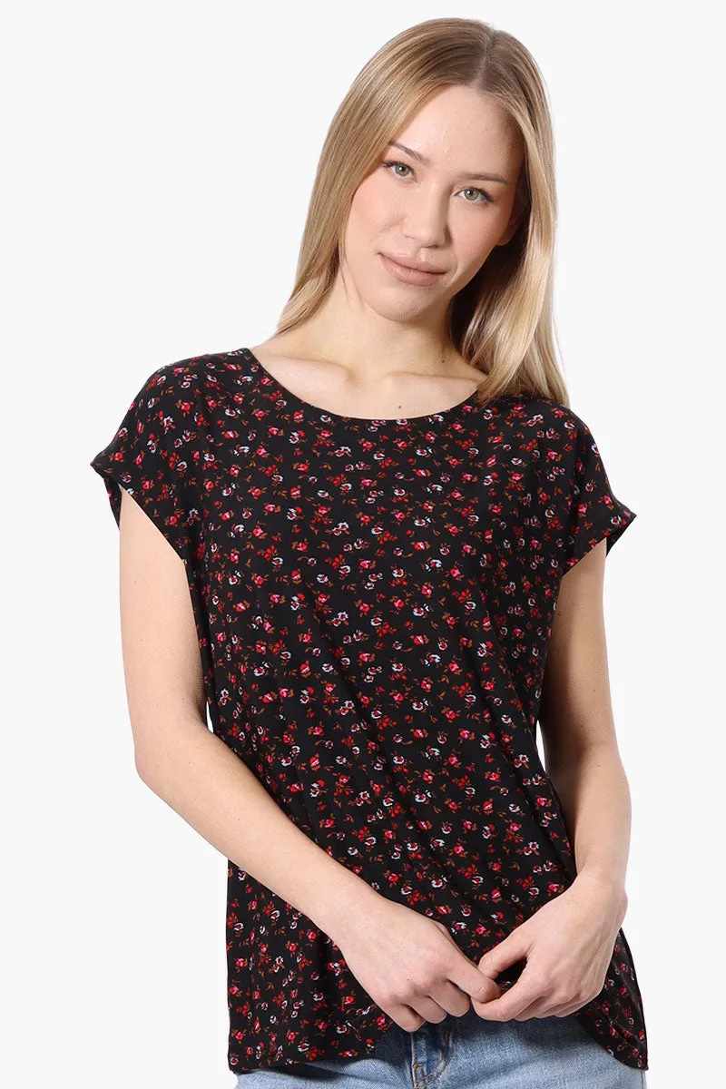 Floral Cap Sleeve Tee - Black sold by Fairweather