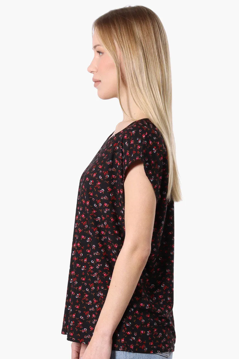 Floral Cap Sleeve Tee - Black sold by Fairweather product image thumbnail 2