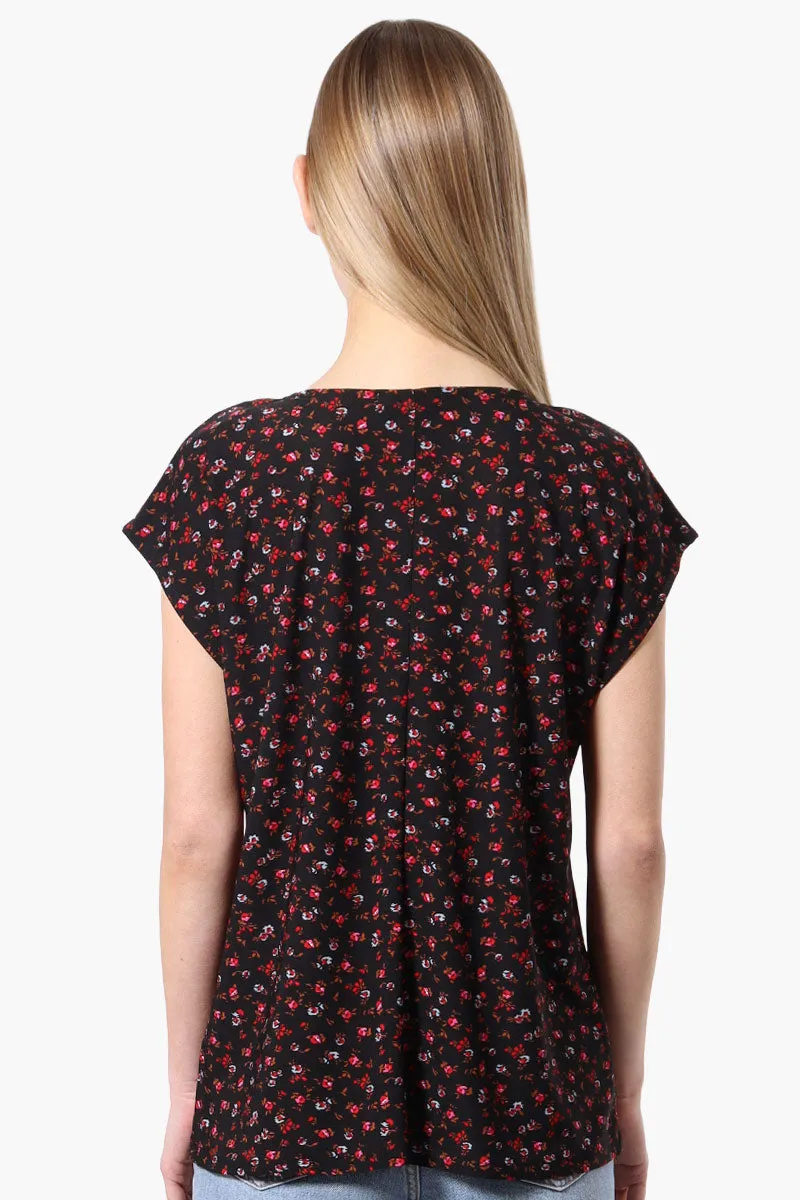 Floral Cap Sleeve Tee - Black sold by Fairweather product image thumbnail 3