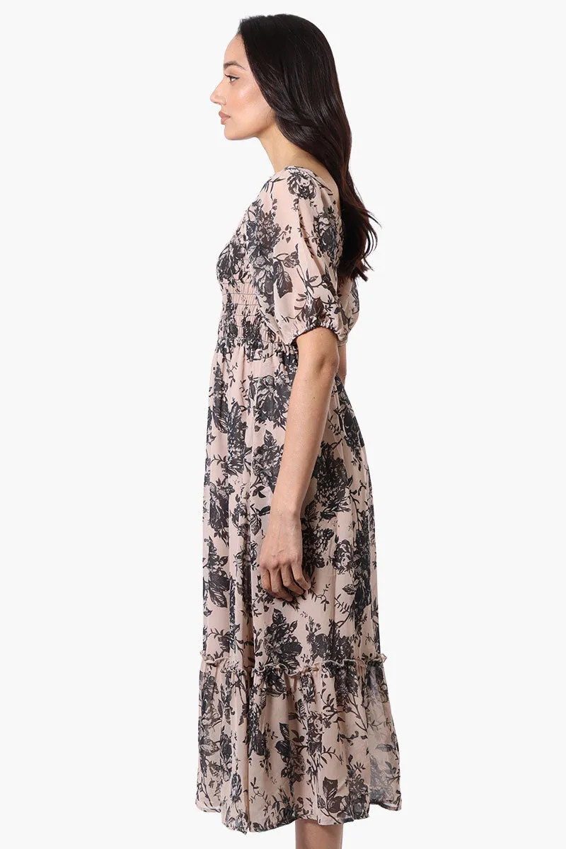 Limite Floral Smocked Square Neck Maxi Dress - Beige sold by Fairweather product image thumbnail 2