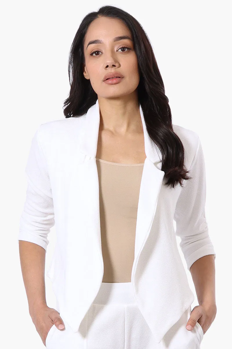 Majora Cropped 3/4 Sleeve Open Blazer - White sold by Fairweather