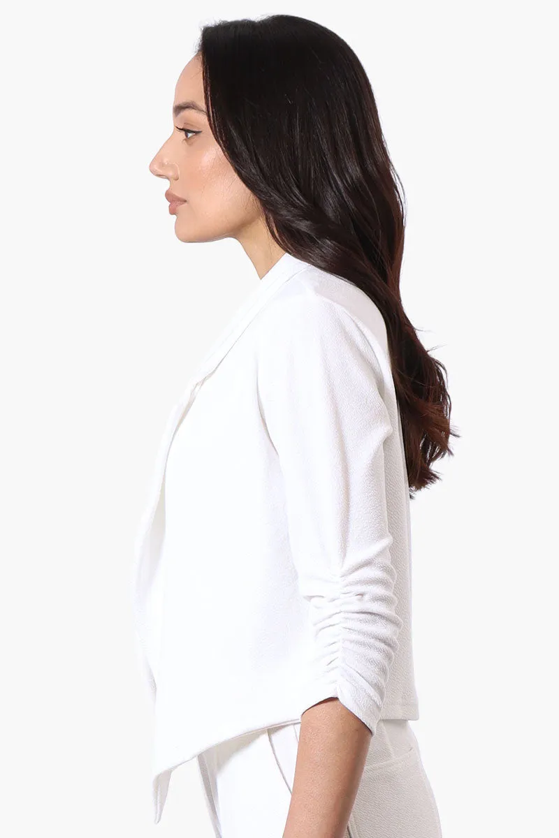Majora Cropped 3/4 Sleeve Open Blazer - White sold by Fairweather product image thumbnail 2