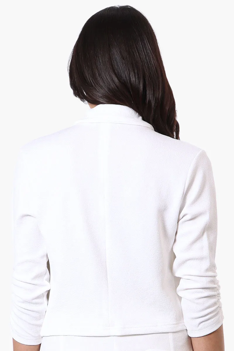 Majora Cropped 3/4 Sleeve Open Blazer - White sold by Fairweather product image thumbnail 3