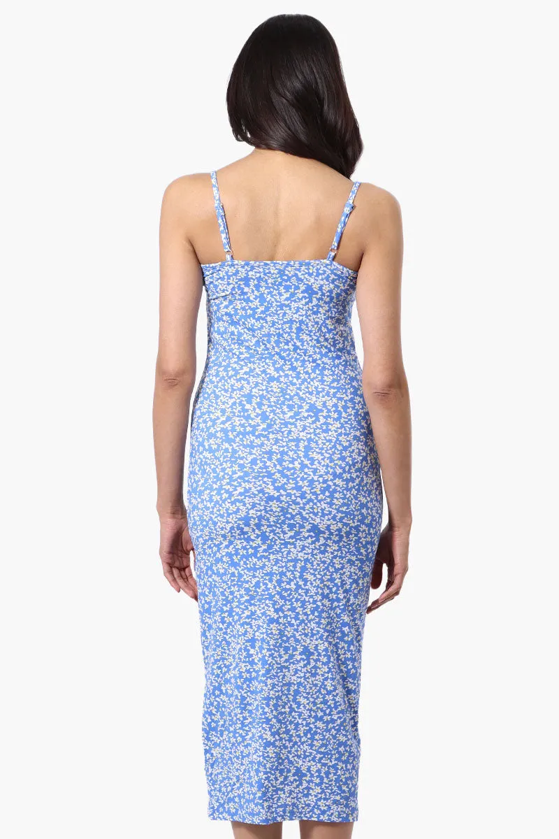 Majora Floral Button Down Midi Dress - Blue sold by Fairweather product image thumbnail 3