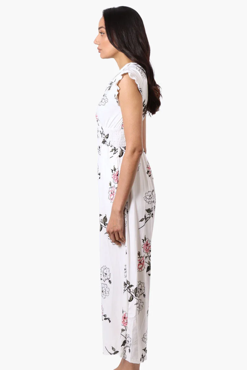 International INC Company Floral Crossover Wide Leg Jumpsuit - White sold by Fairweather product image thumbnail 2
