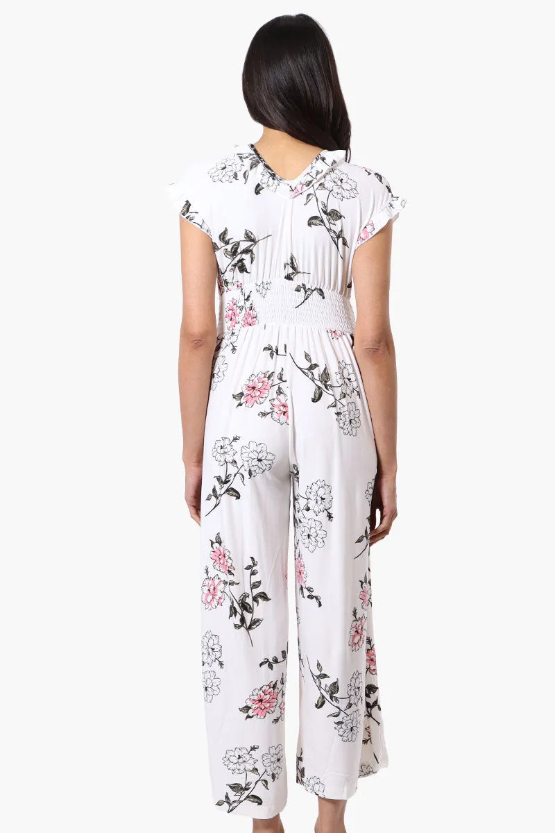International INC Company Floral Crossover Wide Leg Jumpsuit - White sold by Fairweather product image thumbnail 3