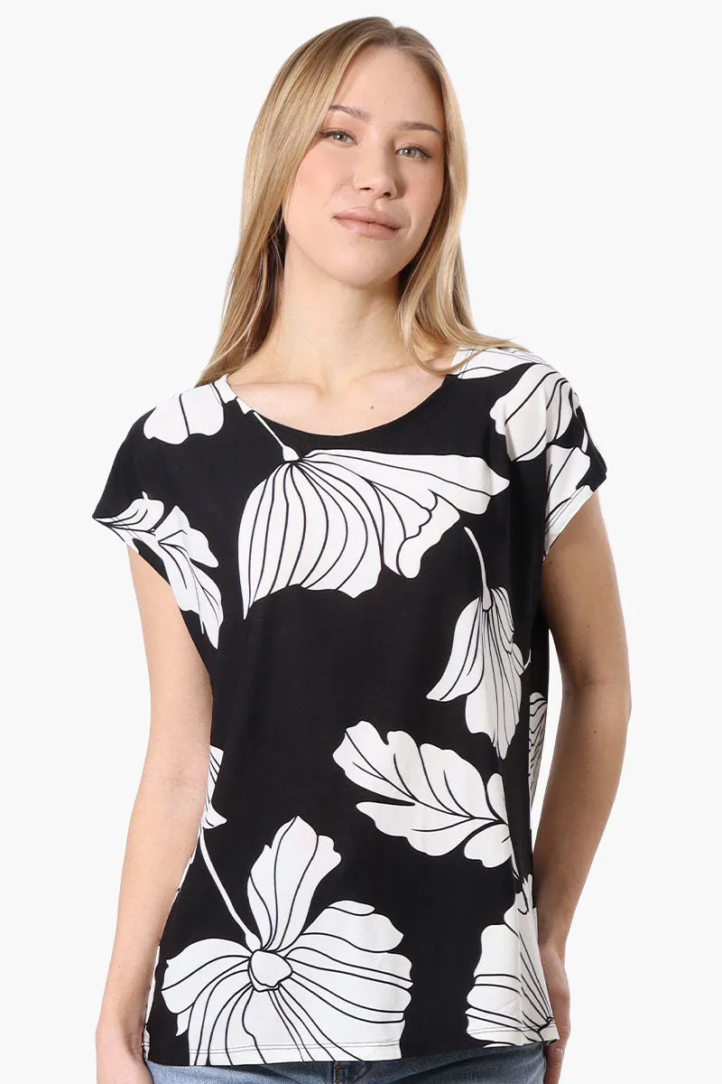 Beechers Brook Floral Cap Sleeve Tee - Black sold by Fairweather