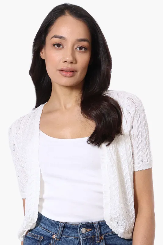 Impress Crochet Open Shrug Cardigan - White sold by Fairweather