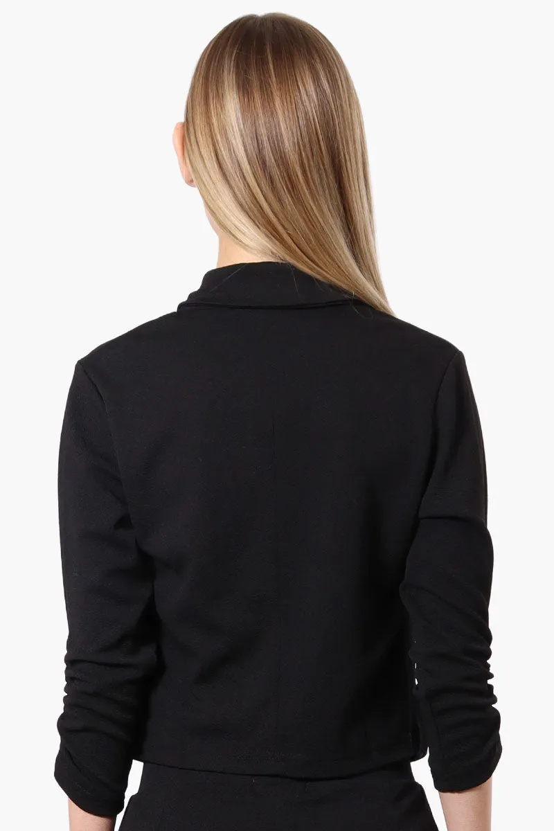 Majora Cropped 3/4 Sleeve Open Blazer - Black sold by Fairweather product image thumbnail 3