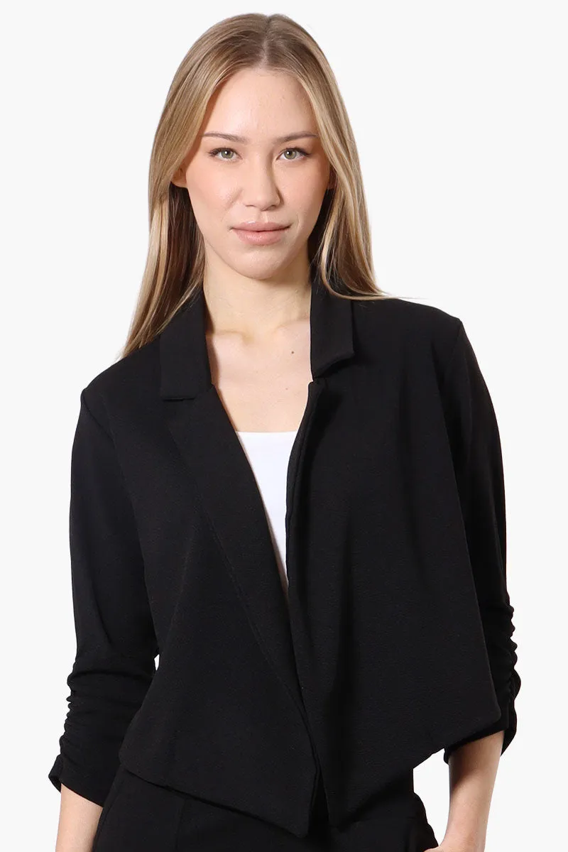 Majora Cropped 3/4 Sleeve Open Blazer - Black sold by Fairweather