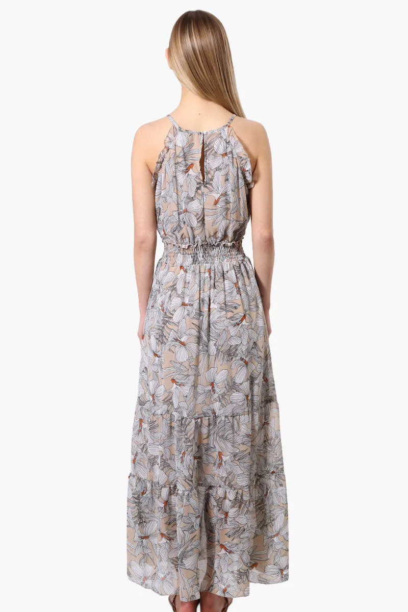 Limite Floral Smocked Waist Maxi Dress - Beige sold by Fairweather product image thumbnail 3
