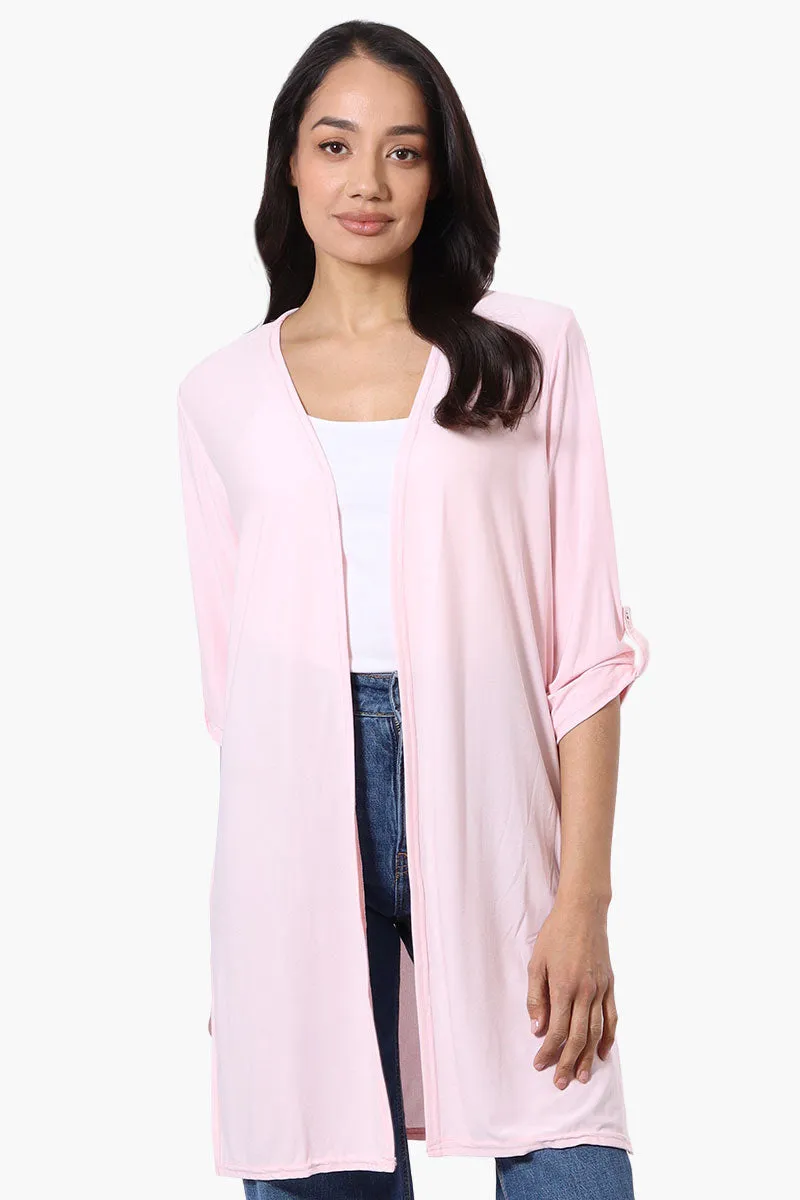 International INC Company Roll Up Sleeve Open Duster Cardigan - Pink sold by Fairweather