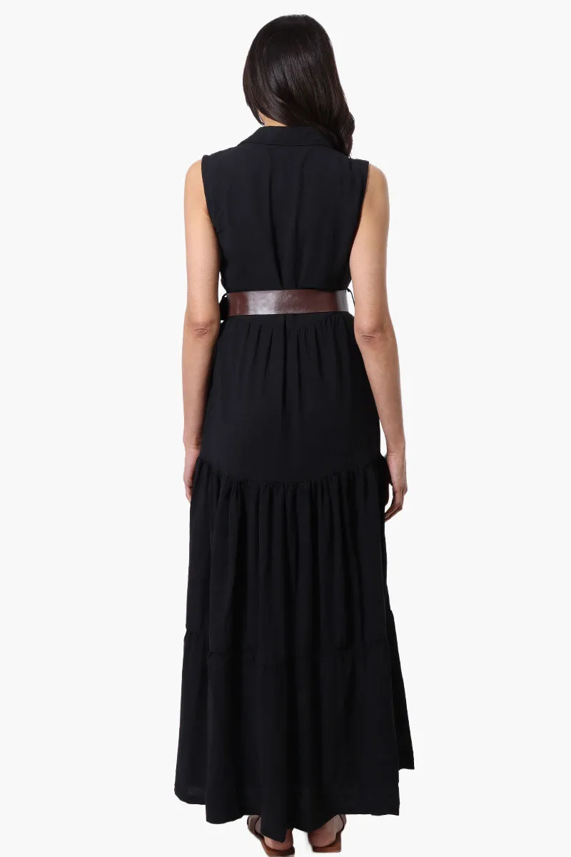 International INC Company Belted Button Down Tiered Maxi Dress - Black sold by Fairweather product image thumbnail 3