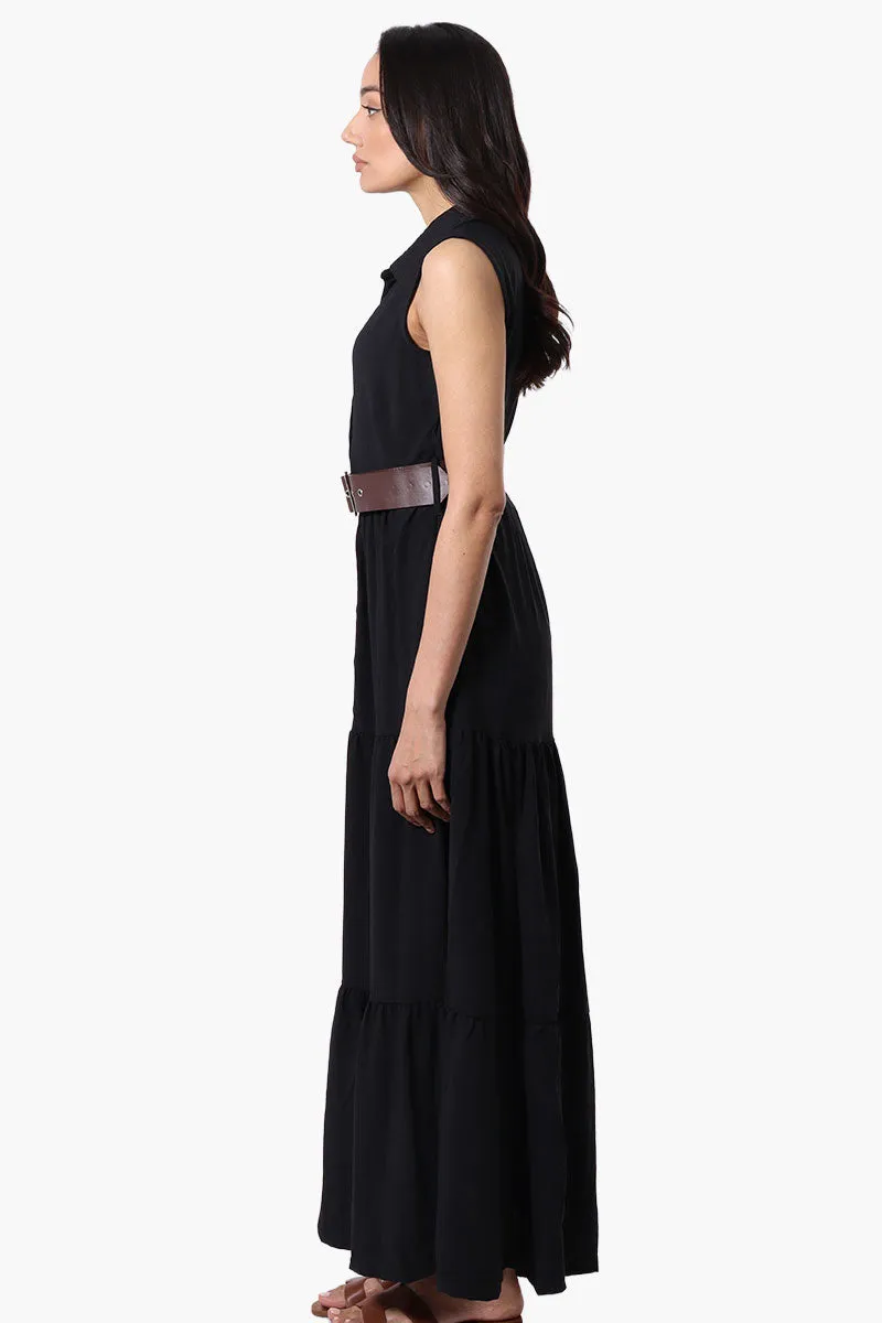 International INC Company Belted Button Down Tiered Maxi Dress - Black sold by Fairweather product image thumbnail 2