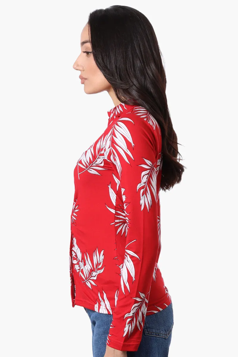 International INC Company Floral Ruched Button Down Shirt - Red sold by Fairweather product image thumbnail 2