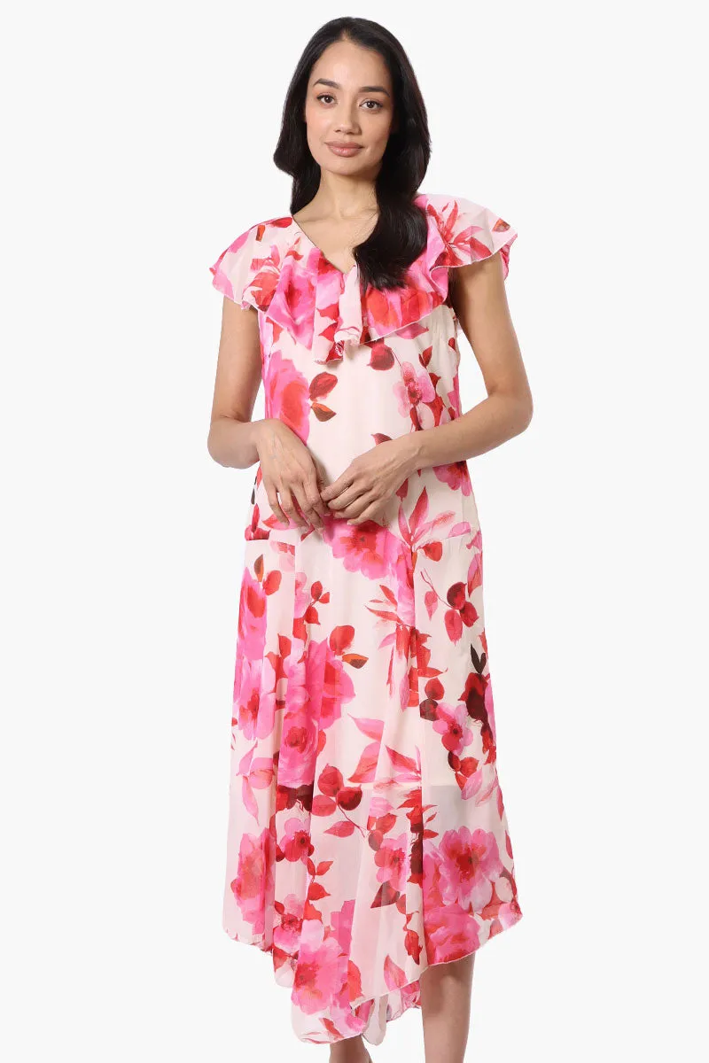Limite Floral V-Neck Maxi Dress - Pink sold by Fairweather