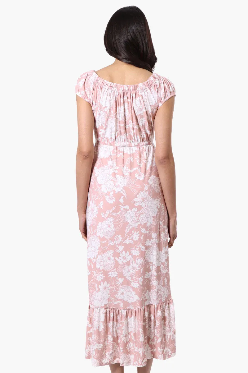 International INC Company Floral Ruffled Button Down Midi Dress - Pink sold by Fairweather product image thumbnail 3