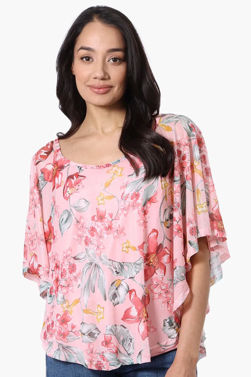 Limite Floral Sheer Poncho Blouse - Pink sold by Fairweather