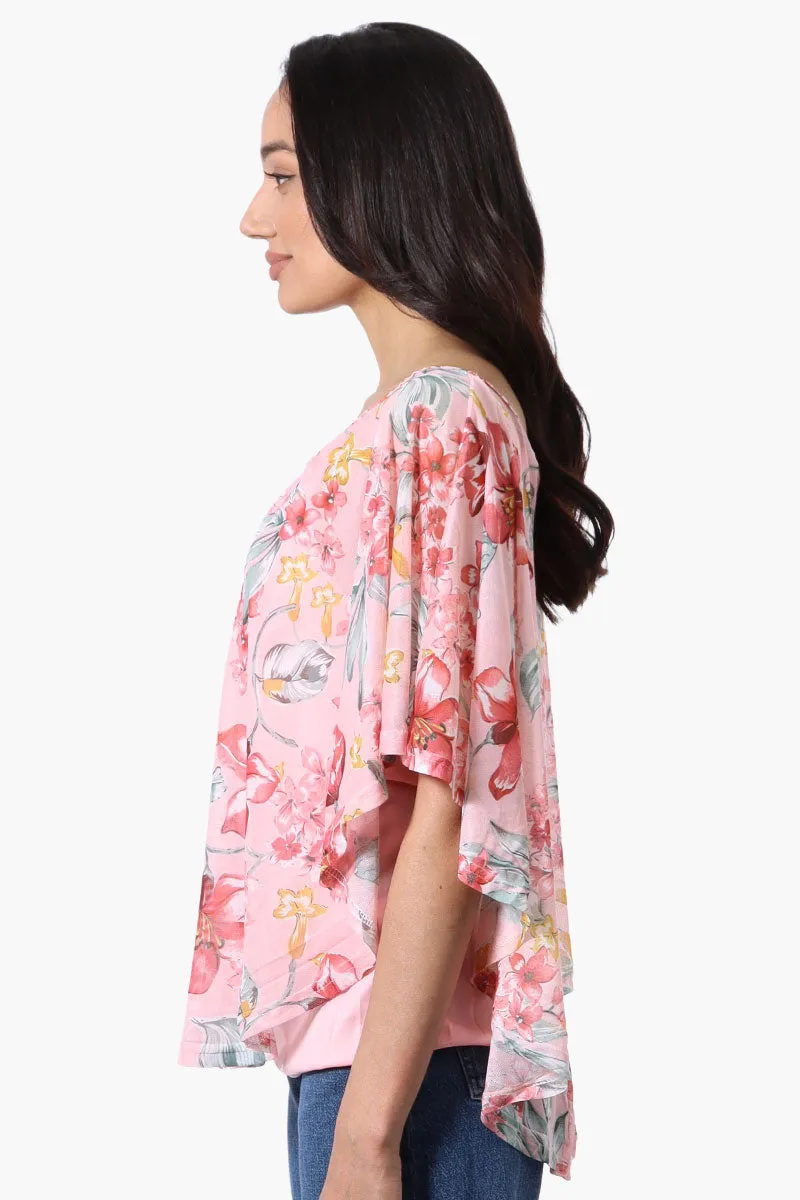 Limite Floral Sheer Poncho Blouse - Pink sold by Fairweather product image thumbnail 2