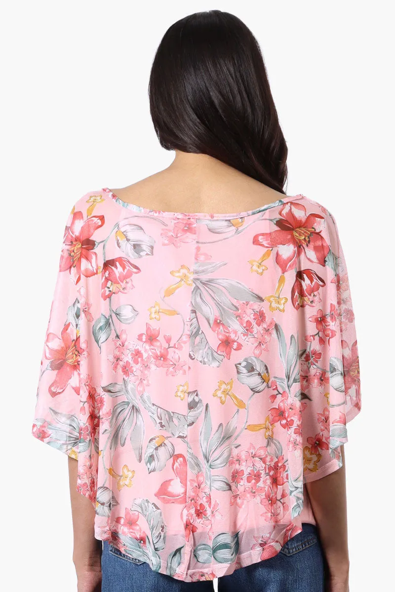 Limite Floral Sheer Poncho Blouse - Pink sold by Fairweather product image thumbnail 3