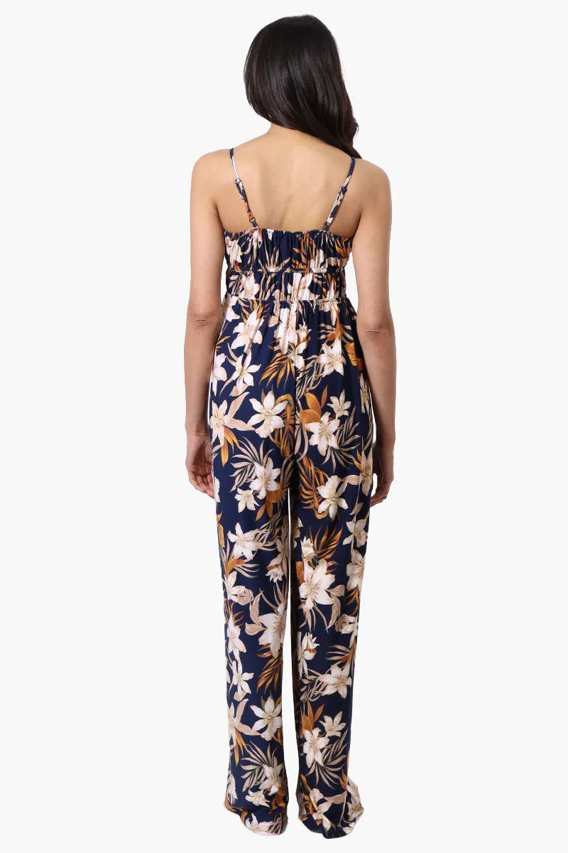 Majora Tropical Print Wide Leg Jumpsuit - Navy sold by Fairweather product image thumbnail 3