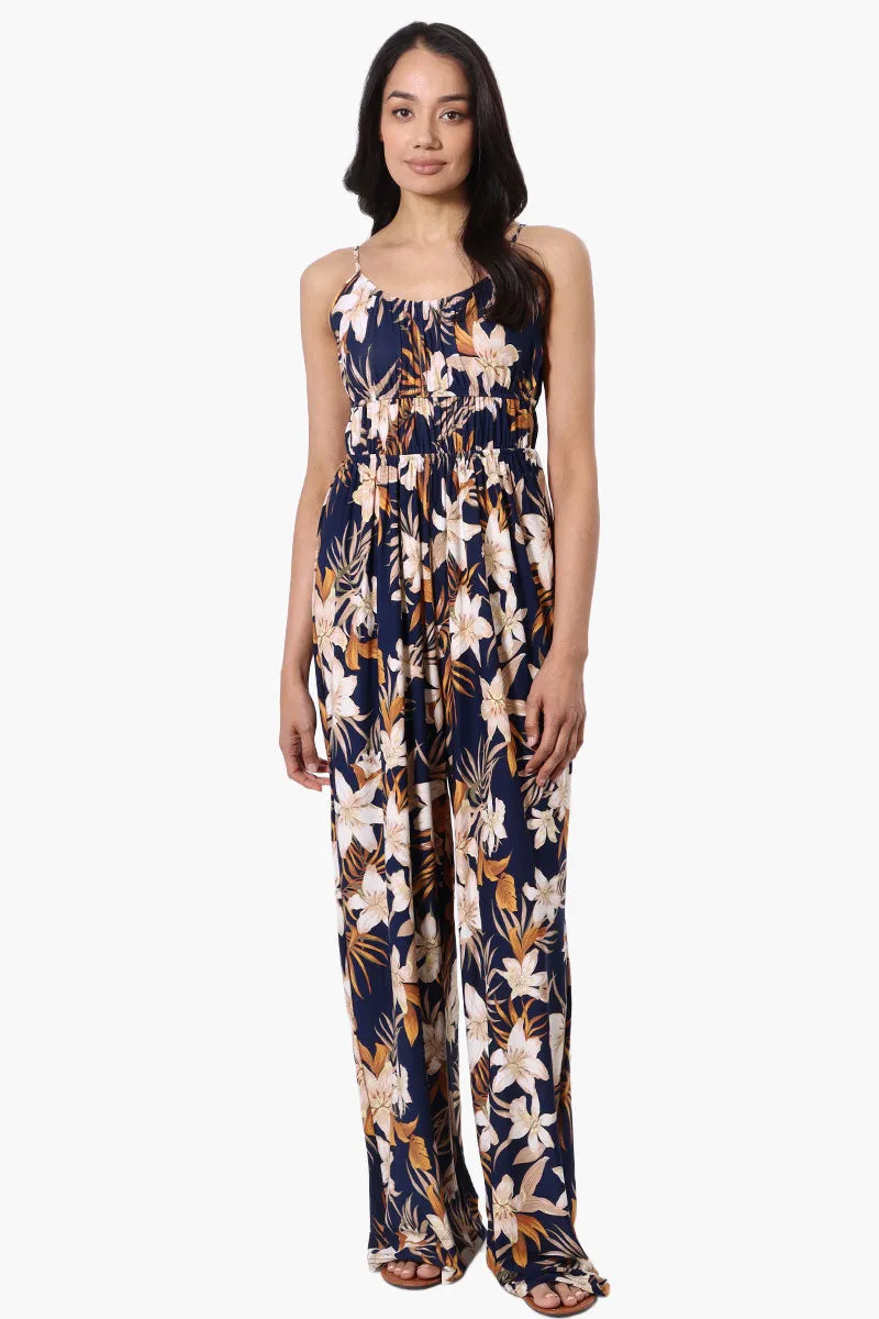 Majora Tropical Print Wide Leg Jumpsuit - Navy sold by Fairweather