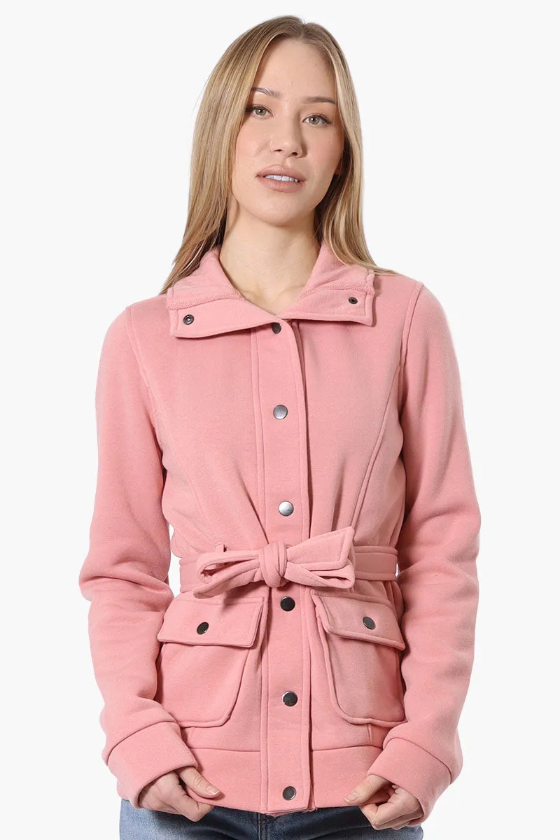 Fahrenheit Belted Fleece Lightweight Jacket - Pink sold by Fairweather