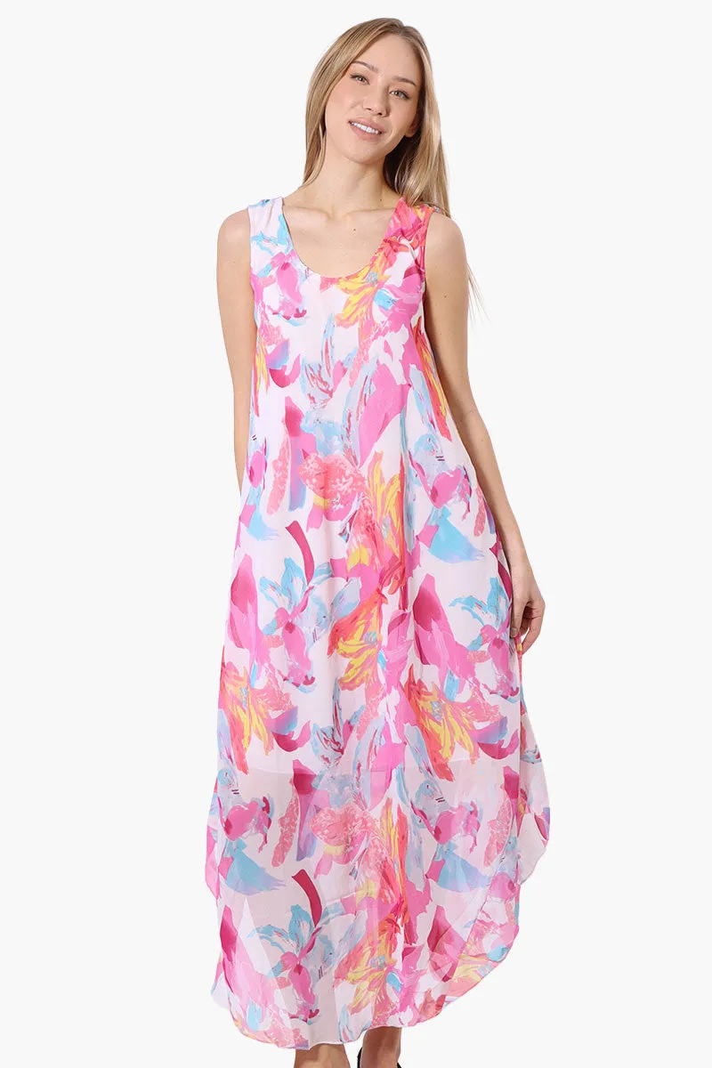 International INC Company Patterned Round Neck Maxi Dress - Pink sold by Fairweather