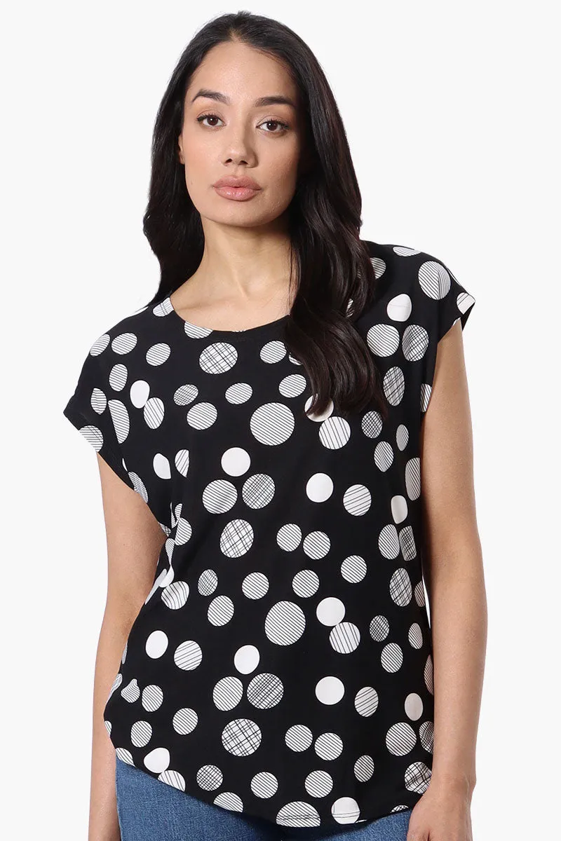 Dotted Cap Sleeve Tee - Black sold by Fairweather