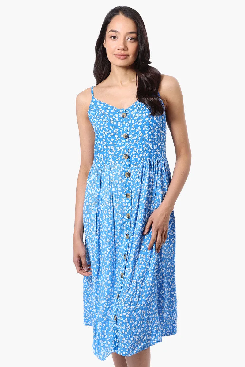 International INC Company Floral Button Down Midi Dress - Blue sold by Fairweather