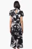 Beechers Brook Floral Short Sleeve Crossover Jumpsuit - Black sold by Fairweather