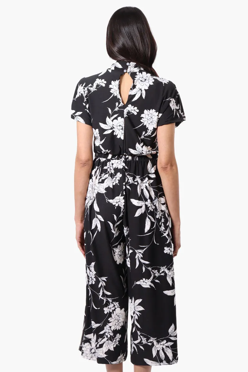 Beechers Brook Floral Short Sleeve Crossover Jumpsuit - Black sold by Fairweather product image thumbnail 3