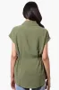Stylexchange Vintage Cinched Waist Button Down Shirt - Olive sold by Fairweather