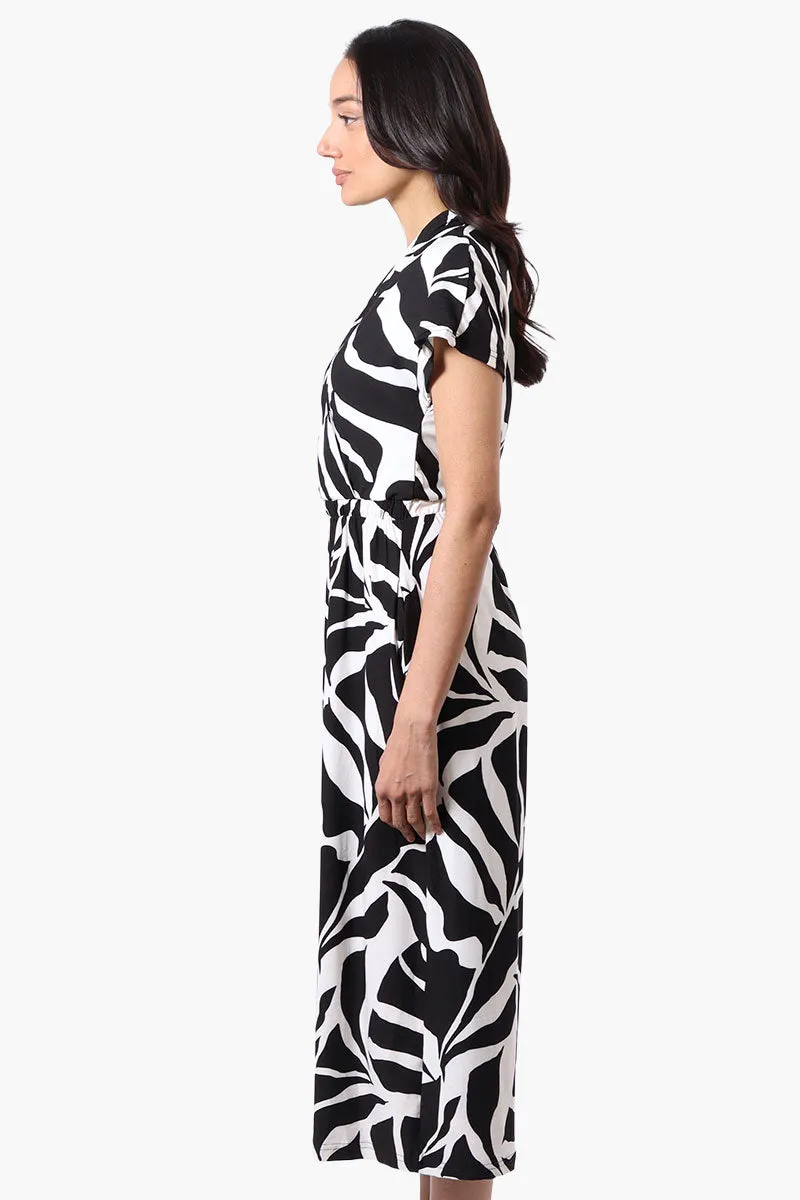 Beechers Brook Patterned Short Sleeve Crossover Jumpsuit - Black sold by Fairweather product image thumbnail 2