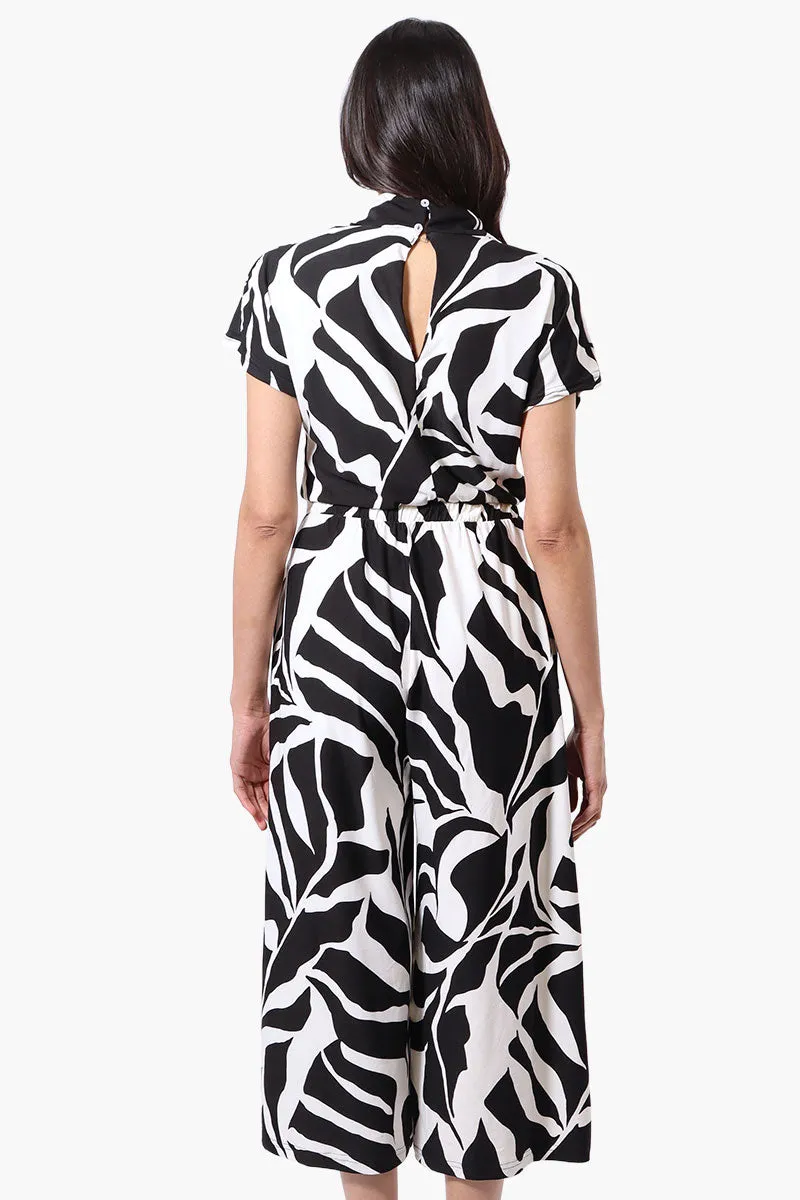 Beechers Brook Patterned Short Sleeve Crossover Jumpsuit - Black sold by Fairweather product image thumbnail 3