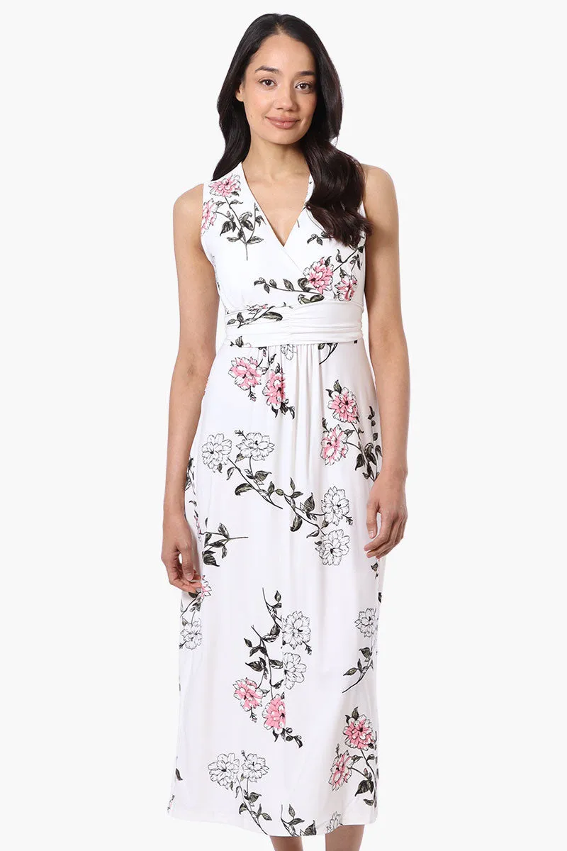 International INC Company Floral Crossover Back Tie Maxi Dress - White sold by Fairweather