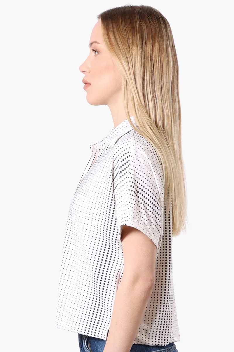 Beecher Brook Dotted Cropped Short Sleeve Blouse - White sold by Fairweather product image thumbnail 2